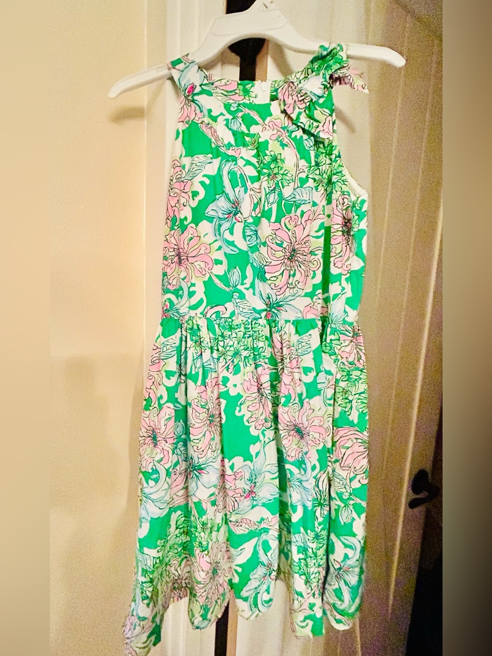 Lilly Pulitzer Green Floral Sundress with Pink Accents